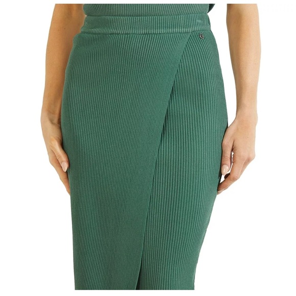 Guess Green Ribbed Wrap Midi Skirt - Picture 2 of 4